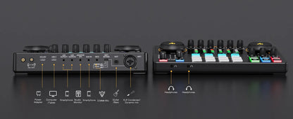 Maono AME2 Sound Card Maonocaster Audio Interface Podcast Equipment Studio All-In-One Mixer for Live Streaming, Guitar, PC