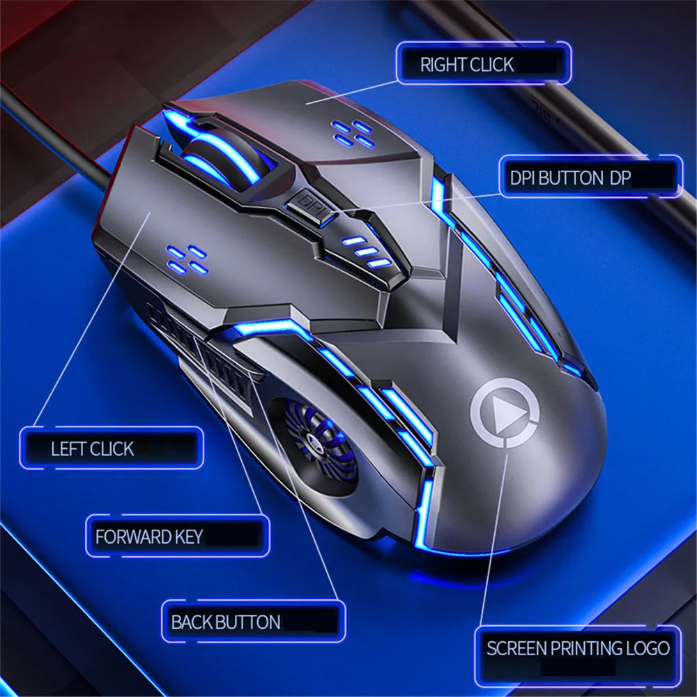 Wired Gaming Mouse Optical 6 Button USB Mouse With RGB