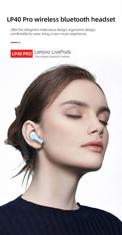 Lenovo LP40 Pro TWS Earphones Wireless Bluetooth 5.1 Sport Noise Reduction Headphones Touch Control