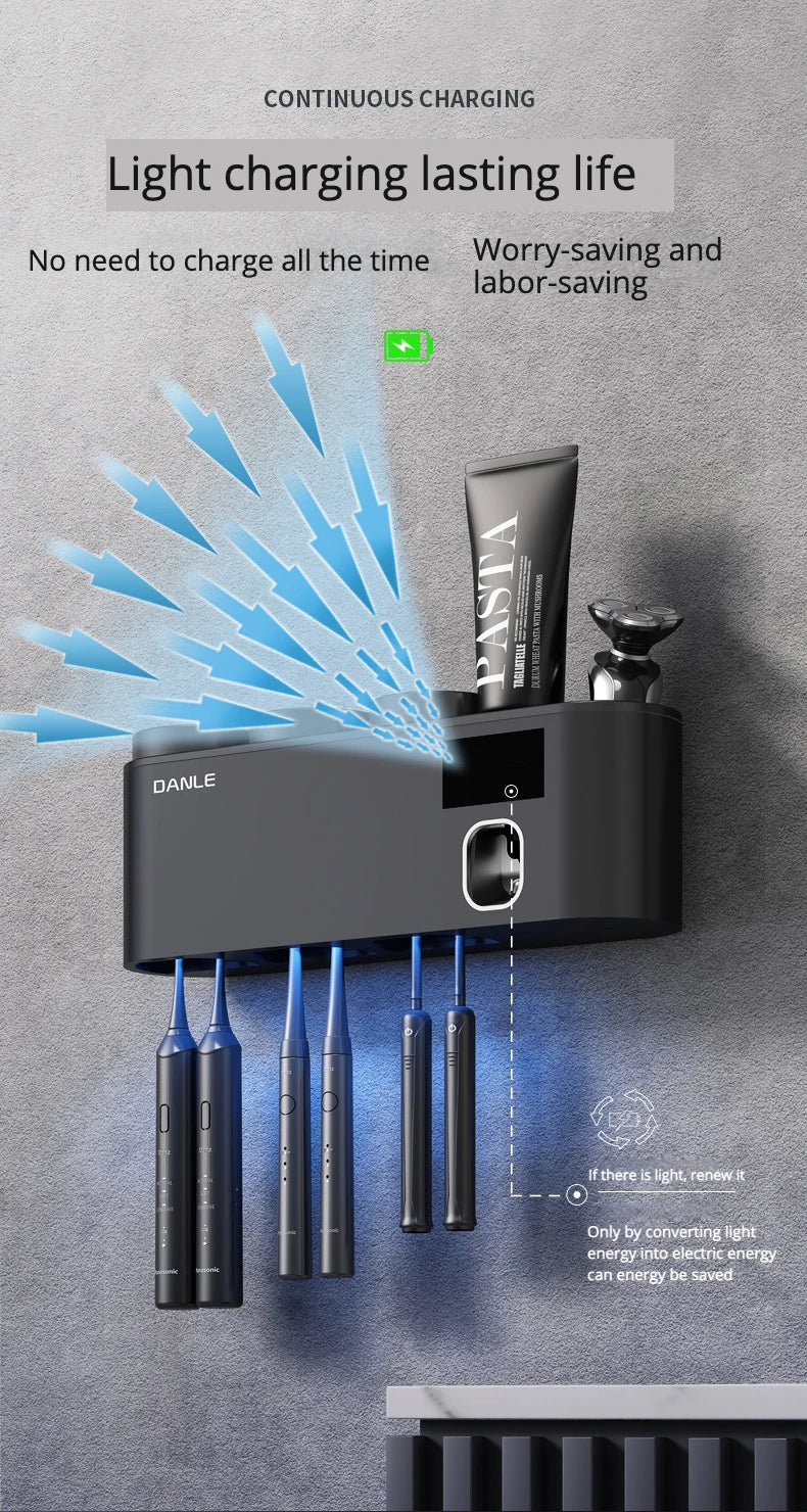 Multi-Functional Smart Toothbrush Holder Wall-Mounted With UV