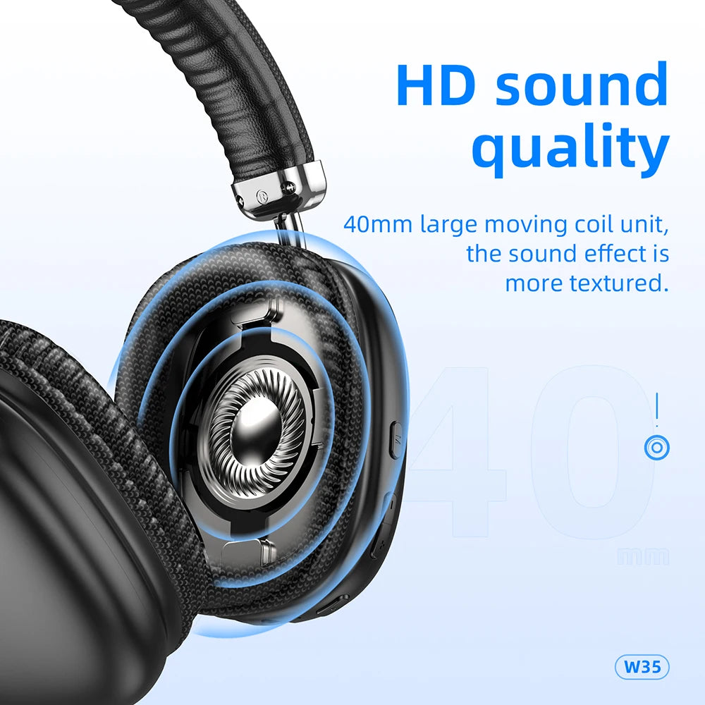 HOCO Wireless Bluetooth 5.3 Headphones Mic Noise Cancelling Headsets Stereo Sound Earphones Sports Gaming