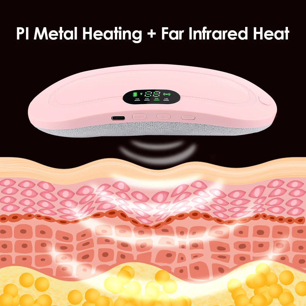 Electric Menstrual Cramp Massager Vibrating Heating Belt for Relief Pain Waist Stomach Abdominal Warm Belt