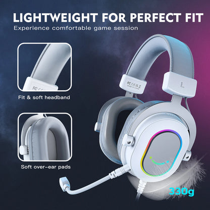 FIFINE RGB Gaming Headset with 7.1 Surround Sound/3-EQ/MIC Over-ear Headphone with In-line Control