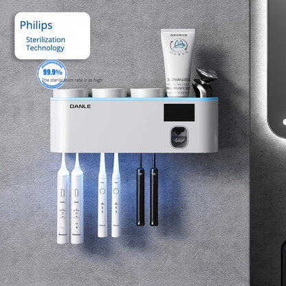 Multi-Functional Smart Toothbrush Holder Wall-Mounted With UV