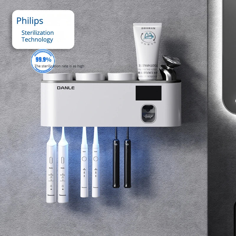 Multi-Functional Smart Toothbrush Holder Wall-Mounted With UV