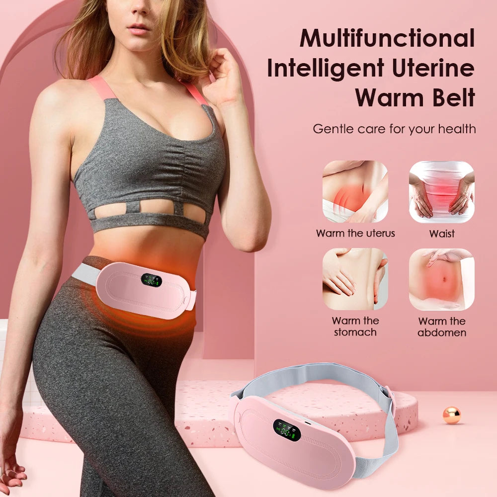 Electric Menstrual Cramp Massager Vibrating Heating Belt for Relief Pain Waist Stomach Abdominal Warm Belt