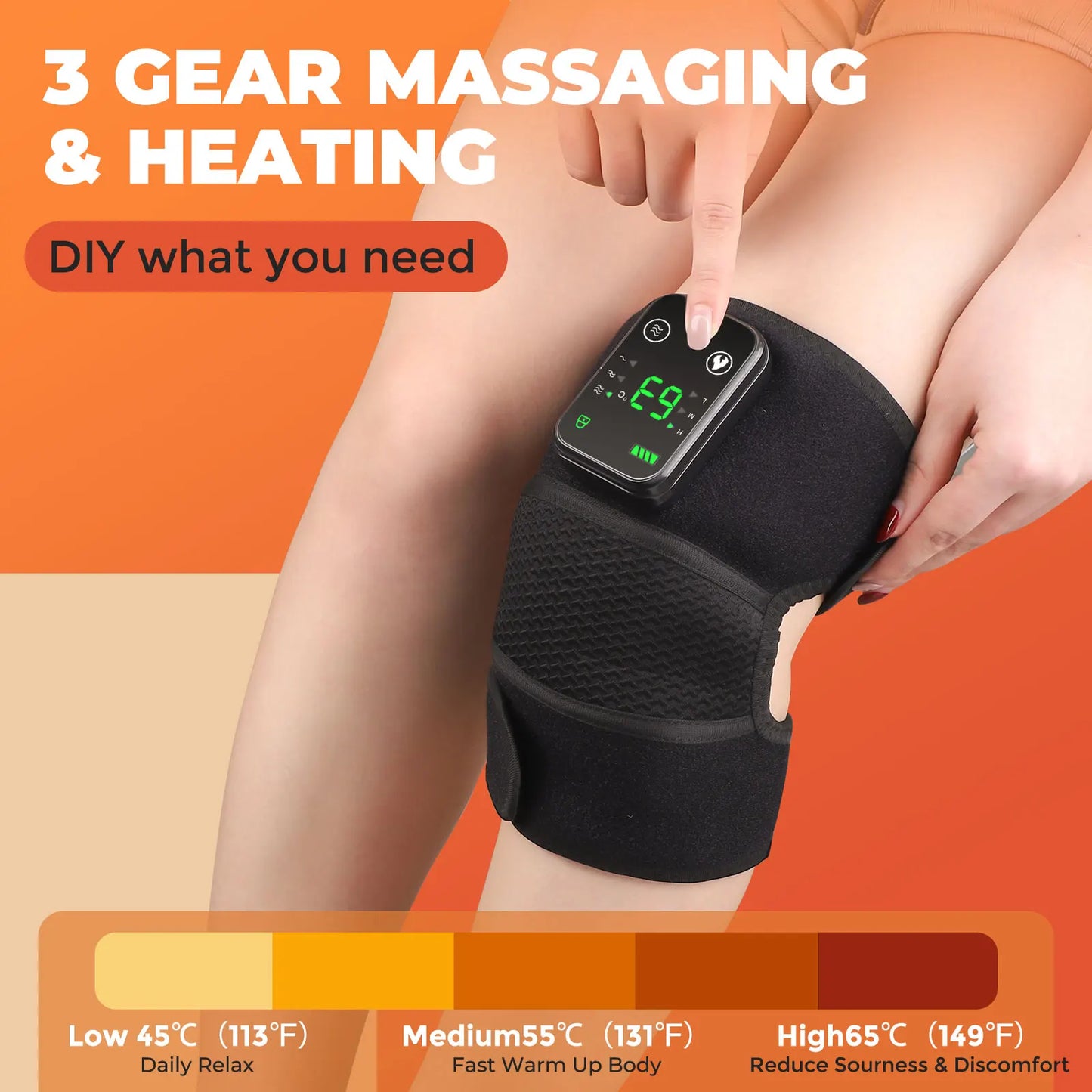 Electric Heated Vibration Knee Massager 3 in 1 Joint  Pain Reliever Thermal Vibration Moisture Removal Physical Therapy