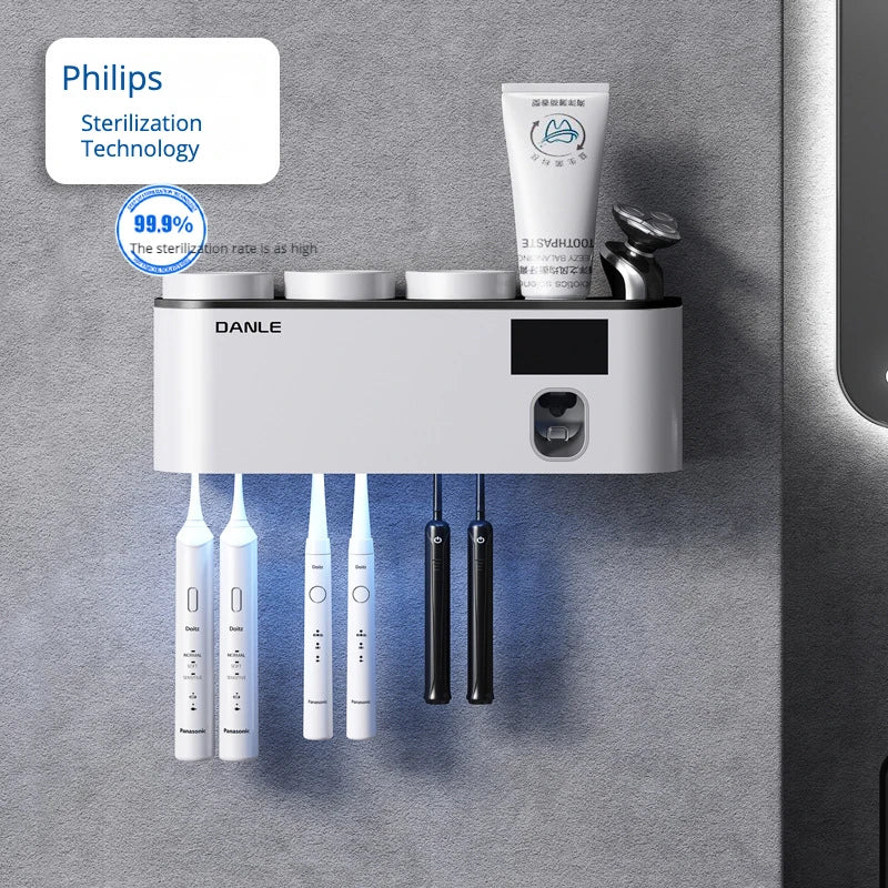 Multi-Functional Smart Toothbrush Holder Wall-Mounted With UV