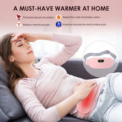 Electric Menstrual Cramp Massager Vibrating Heating Belt for Relief Pain Waist Stomach Abdominal Warm Belt