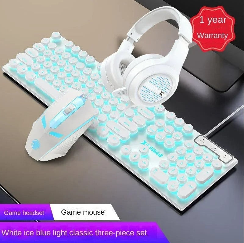 Gaming Computer Keyboard Mouse Set Vintage Round Keys