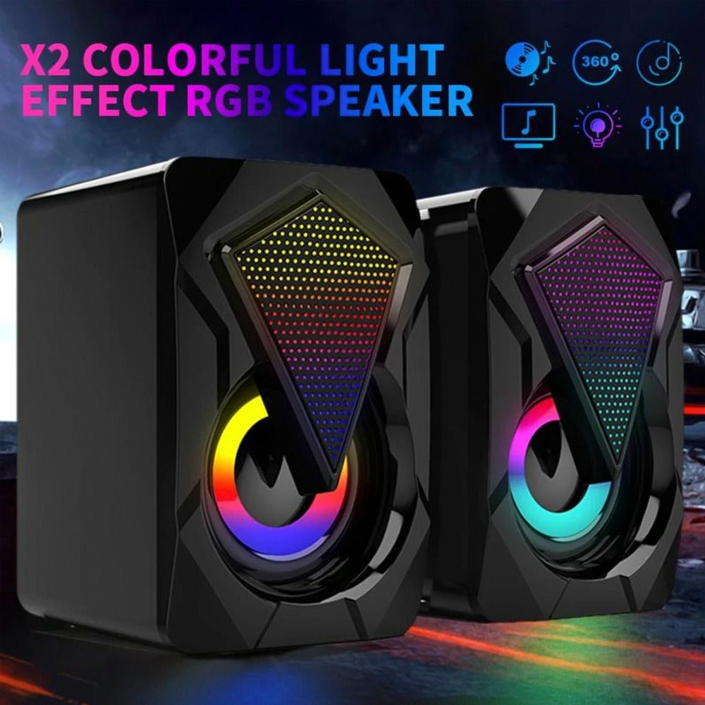 X2 Computer Speakers with Subwoofer for PC Desktop Computer Laptop LED Lighting