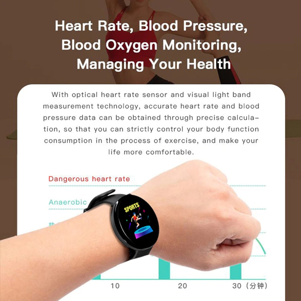 Smart Watch Sports Real-time Activity Tracker Heart Rate Monitor Women Men For Android IOS