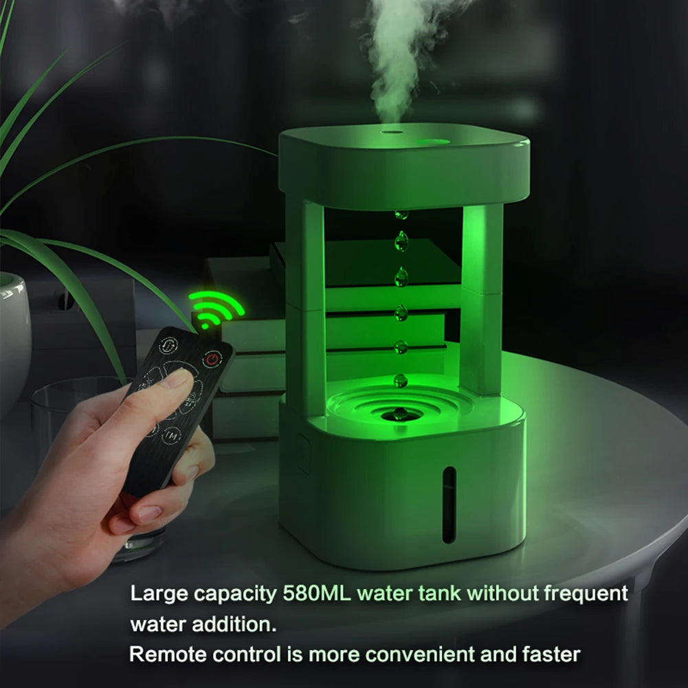 Anti-gravity LED Water Drop Air Humidifier Aroma Diffuser With Ultrasonic Cool Mist Maker