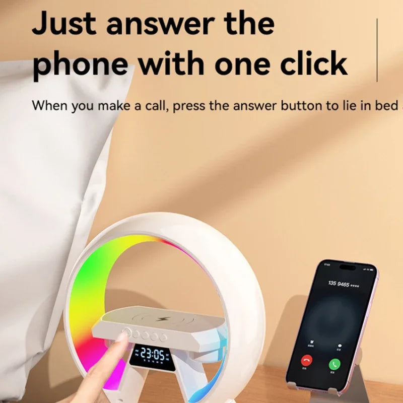 Intelligent Bluetooth Audio Wireless Charger LED RGB Night Light 15W Fast Charging Station