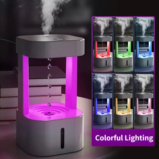 Anti-gravity LED Water Drop Air Humidifier Aroma Diffuser With Ultrasonic Cool Mist Maker