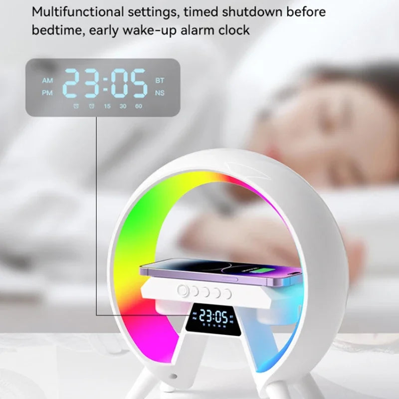 Intelligent Bluetooth Audio Wireless Charger LED RGB Night Light 15W Fast Charging Station