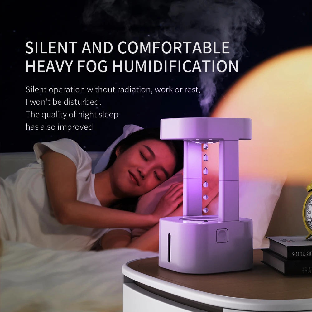 Anti-gravity LED Water Drop Air Humidifier Aroma Diffuser With Ultrasonic Cool Mist Maker