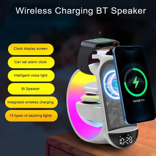 6-in-1 Wireless Charger Stand With Bluetooth Speaker