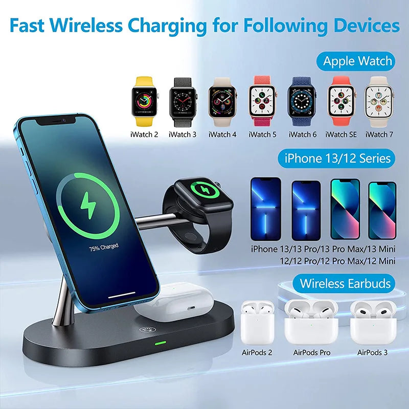 3 in 1 Wireless Fast Charging Magnetic Stand For iPhone Apple Watch And AirPods